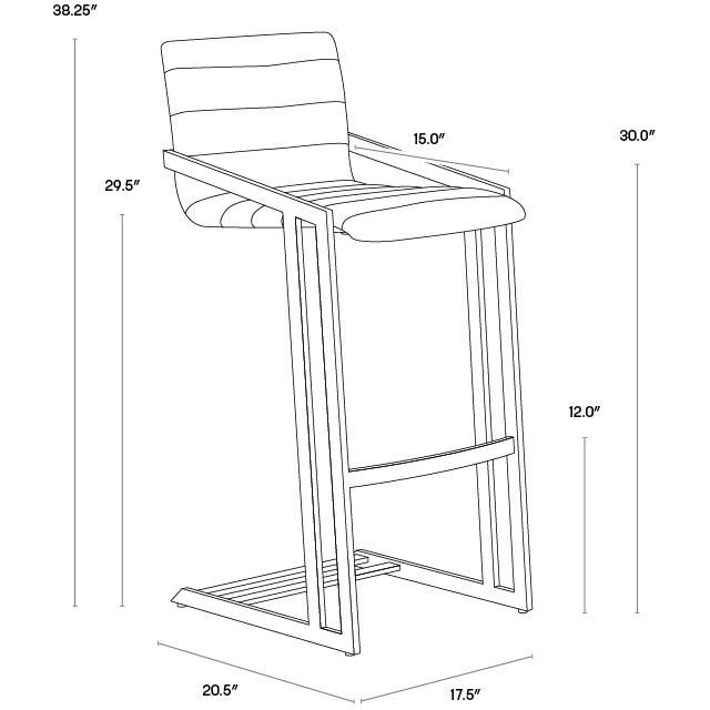 Webber 38.75 inch Bravo Cognac Barstool, Set Of 2