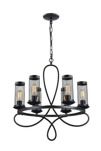 Kenosha 6 Light 23.25 inch Rustic Black Chandelier Ceiling Light