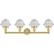 Oxford 4 Light 33.5 inch Satin Gold Bath Vanity Light Wall Light in Seedy Glass