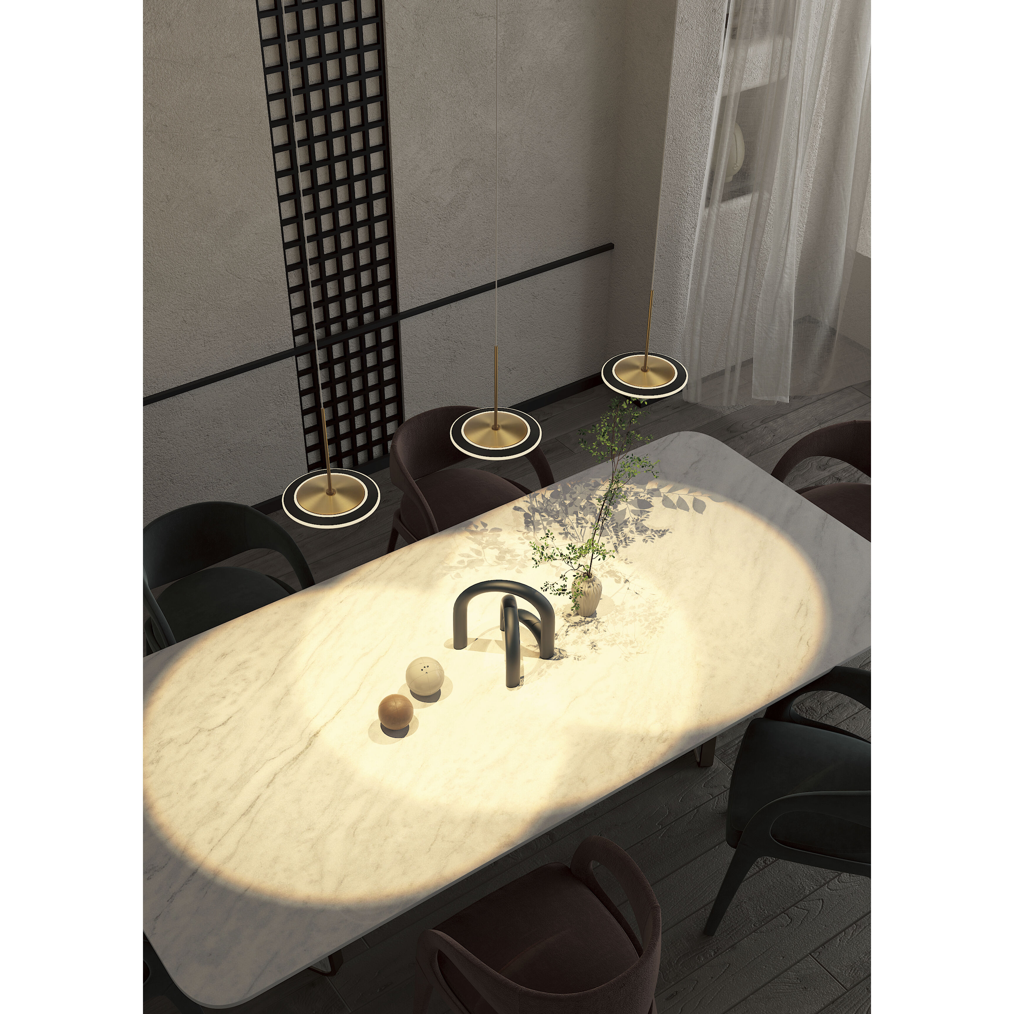 Uranas LED 7.9 inch Satin Dark Gray and Antique Brass Multi-Pendant Ceiling Light