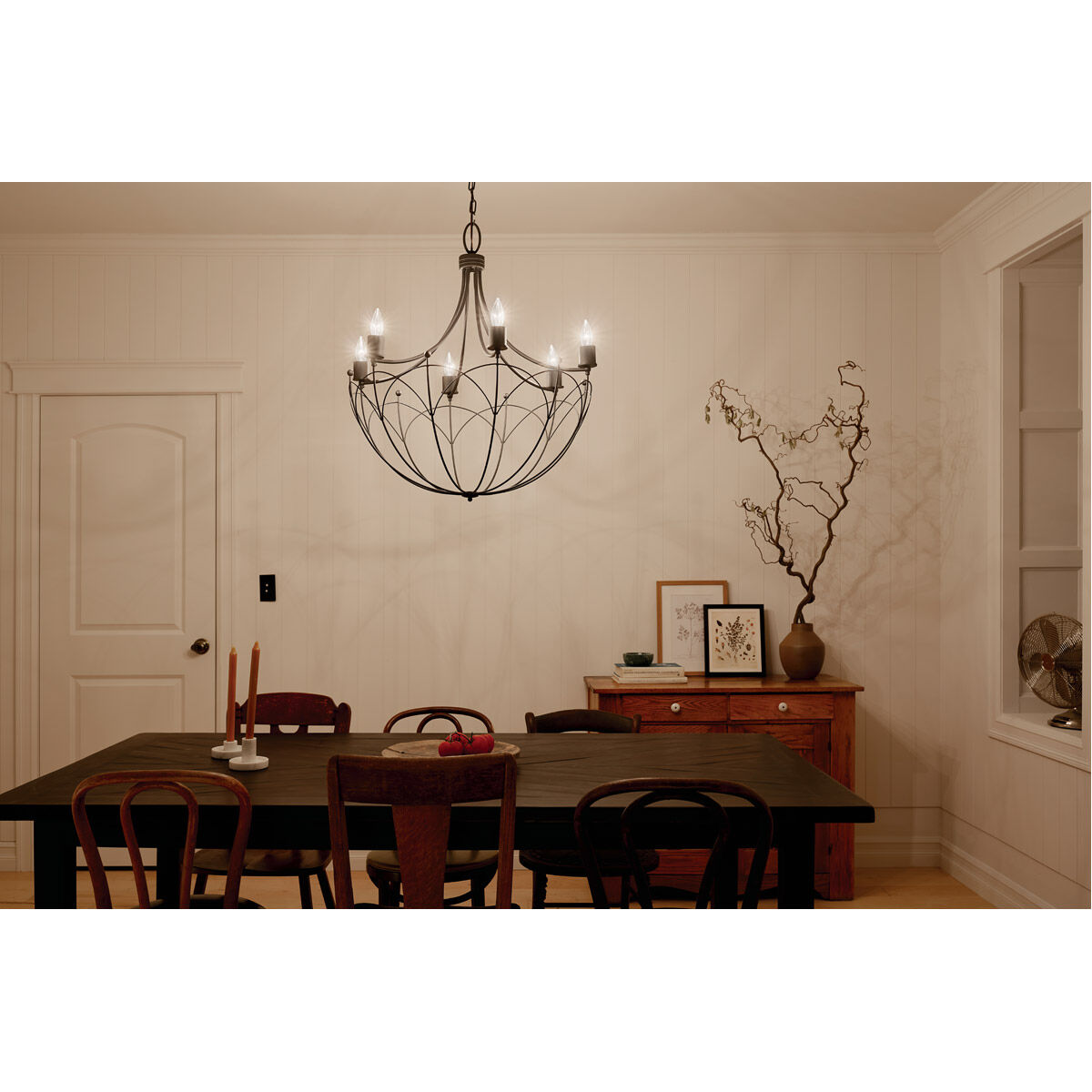 Homestead Topiary 6 Light 28 inch Textured Black Chandelier Ceiling Light, Topiary