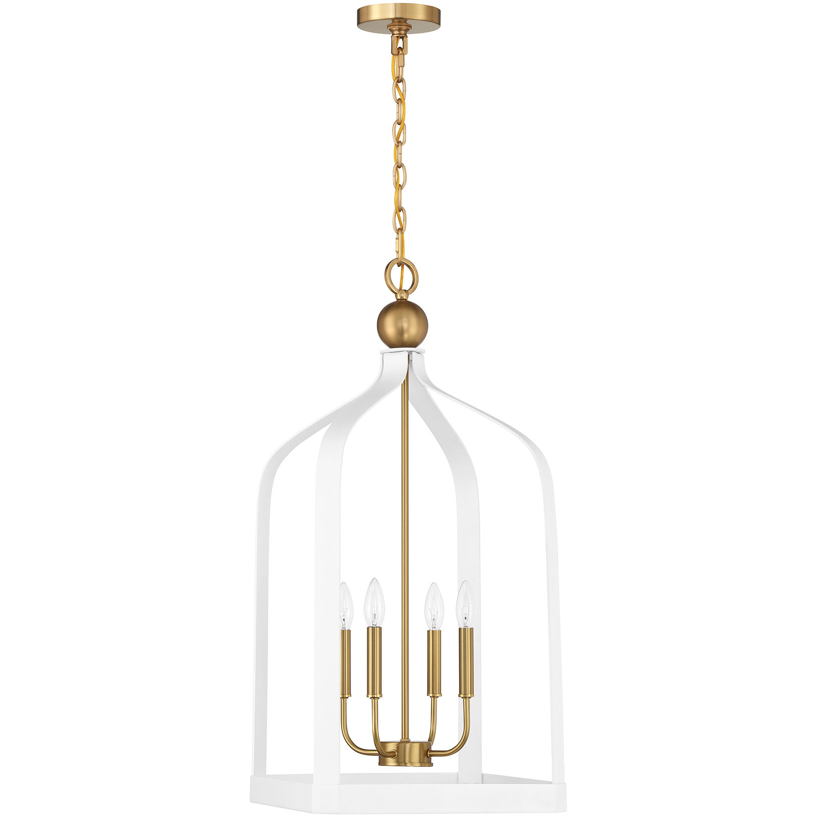 Sheffield 4 Light 15 inch White with Warm Brass Accents Pendant Ceiling Light in White/Warm Brass