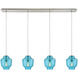 Chambersburg 4 Light 46 inch Satin Nickel with Aqua Mini Pendant Ceiling Light