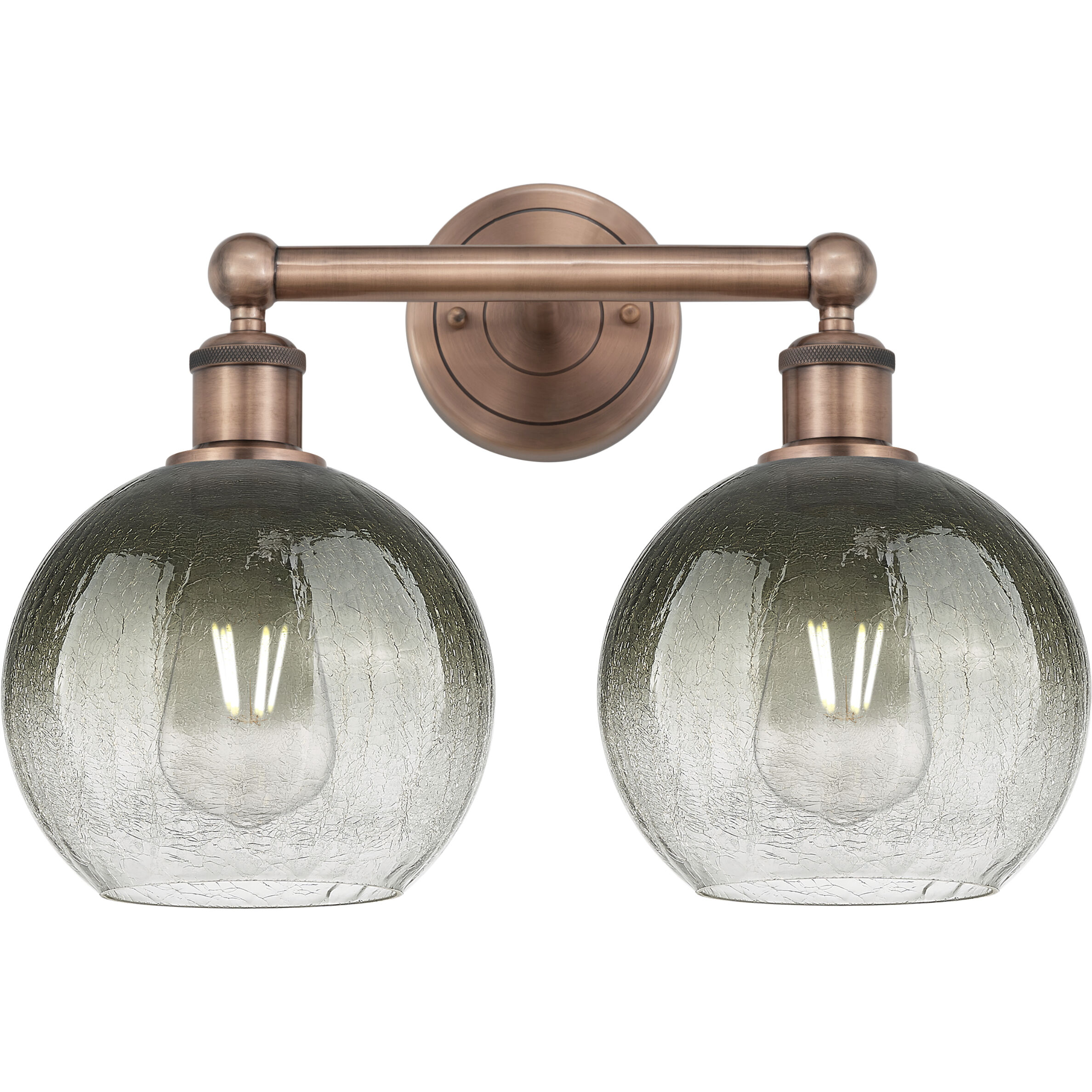 Edison Brookhaven Globe 2 Light 17 inch Antique Copper Bath Vanity Light Wall Light in Slate Glass