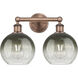 Edison Brookhaven Globe 2 Light 17 inch Antique Copper Bath Vanity Light Wall Light in Slate Glass