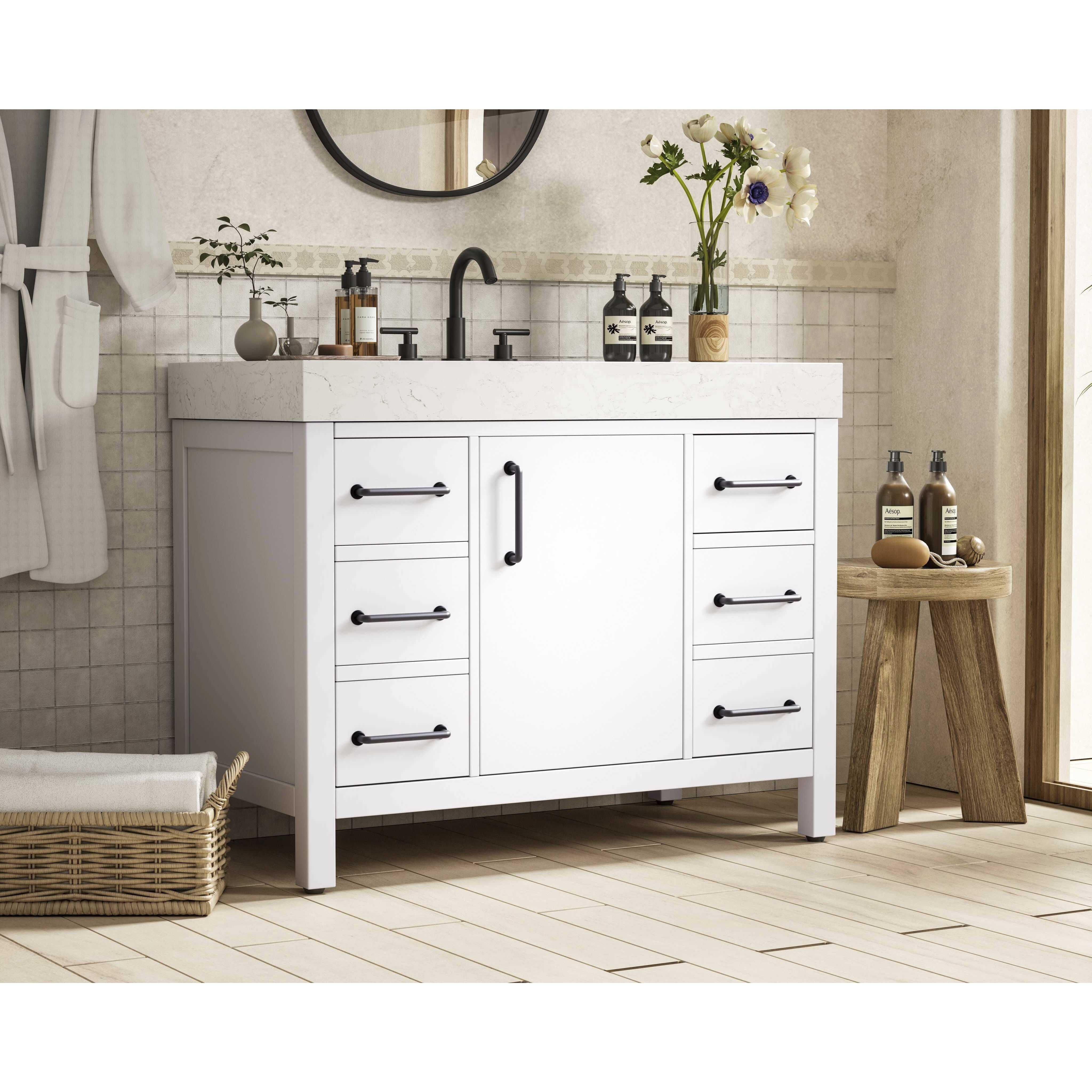 Nathan 42 X 34 inch White Bathroom Vanity Cabinet