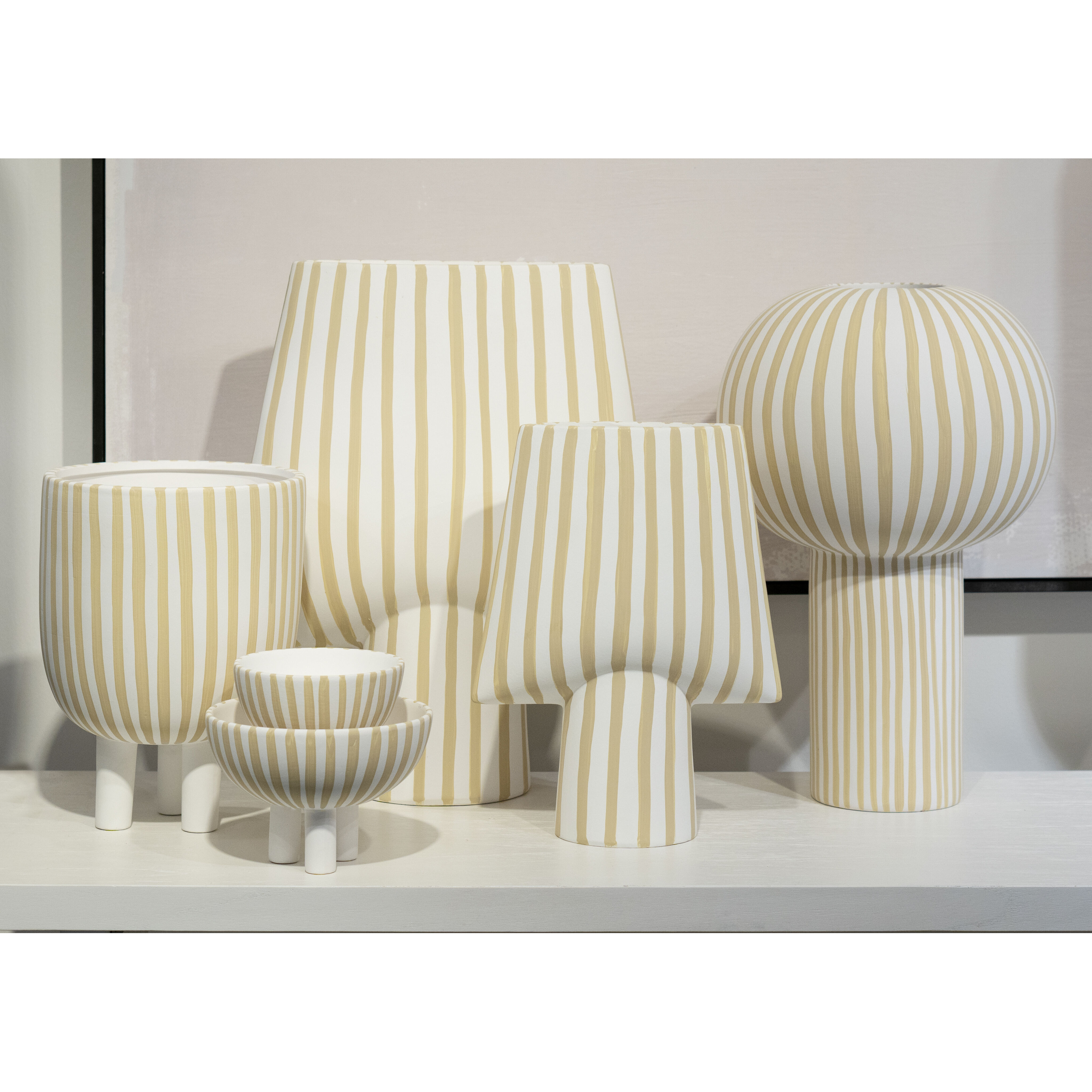Hawking 12 X 9 inch Vase in White with Beige