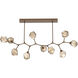 Gem LED Flat Bronze Linear Pendant Ceiling Light in 3000K LED, Branch