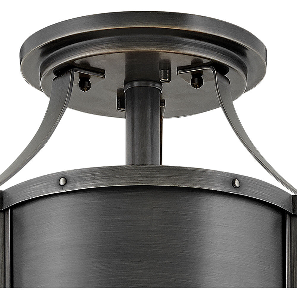 Chance 3 Light 18 inch Blackened Brass Indoor Semi-Flush Mount Ceiling Light