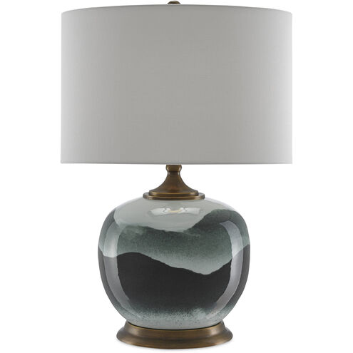 Boreal 25 inch 150 watt White/Green/Antique Brass Table Lamp Portable Light