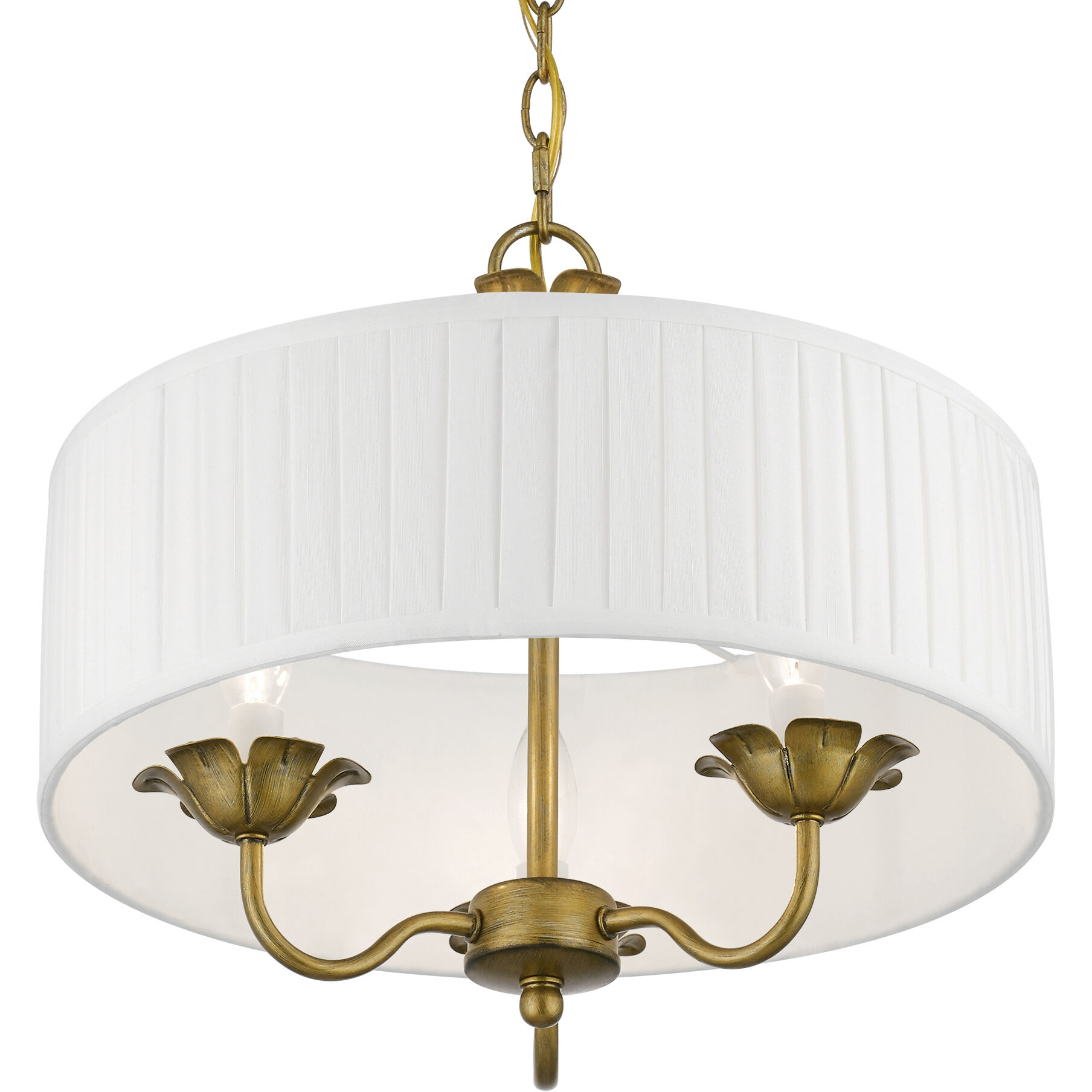 Edinburgh 3 Light 16 inch Antique Gold Leaf Pendant Chandelier Ceiling Light