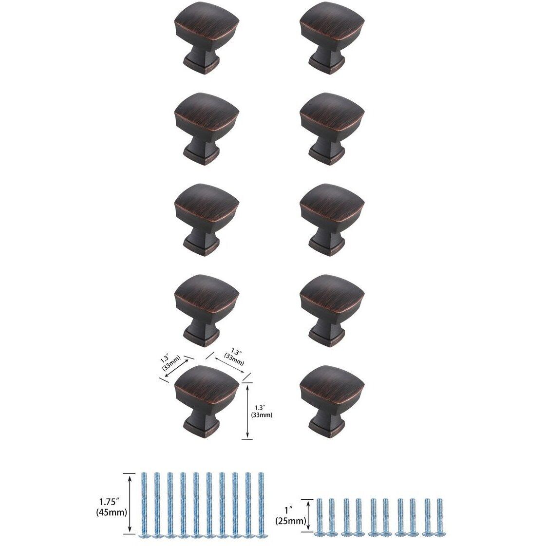 Irvin Oil-Rubbed Bronze Hardware Cabinet Knob, Set of 10