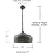 Sana 1 Light 17 inch Grey Iron Pendant Ceiling Light