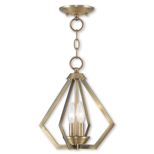 Prism 2 Light 11 inch Antique Brass Convertible Mini Chandelier/Ceiling Mount Ceiling Light