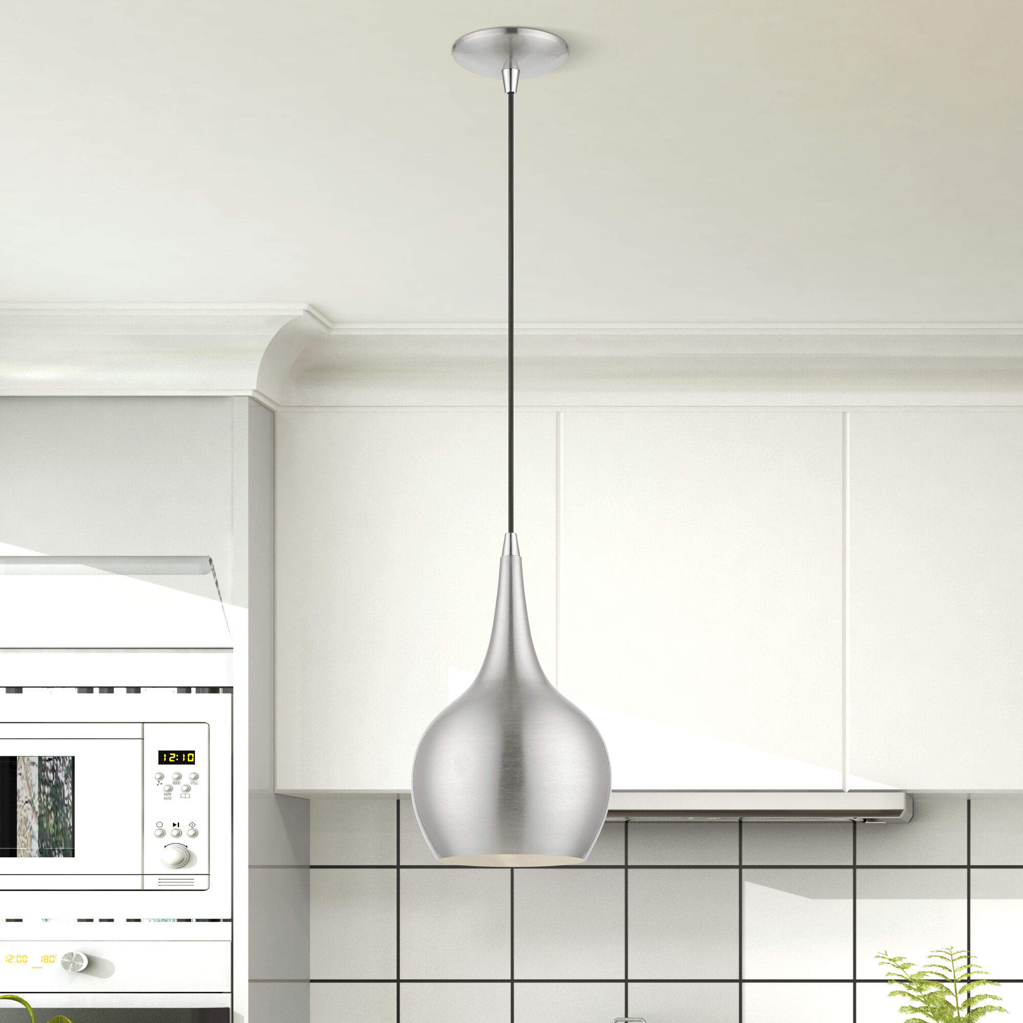 Andes 1 Light 8 inch Brushed Nickel with Polished Chrome Accents Mini Pendant Ceiling Light