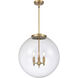 Franklin Restoration Beacon 3 Light 18 inch Brushed Brass Statement Pendant Ceiling Light in Incandescent, Clear