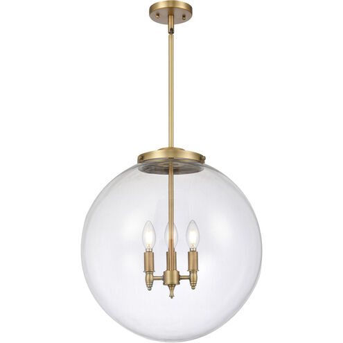 Franklin Restoration Beacon 3 Light 18 inch Brushed Brass Statement Pendant Ceiling Light in Incandescent, Clear