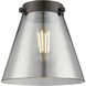 Nouveau Cone 1 Light 6.25 inch Black Antique Brass Mini Pendant Ceiling Light in Incandescent, Plated Smoke Glass, Nouveau