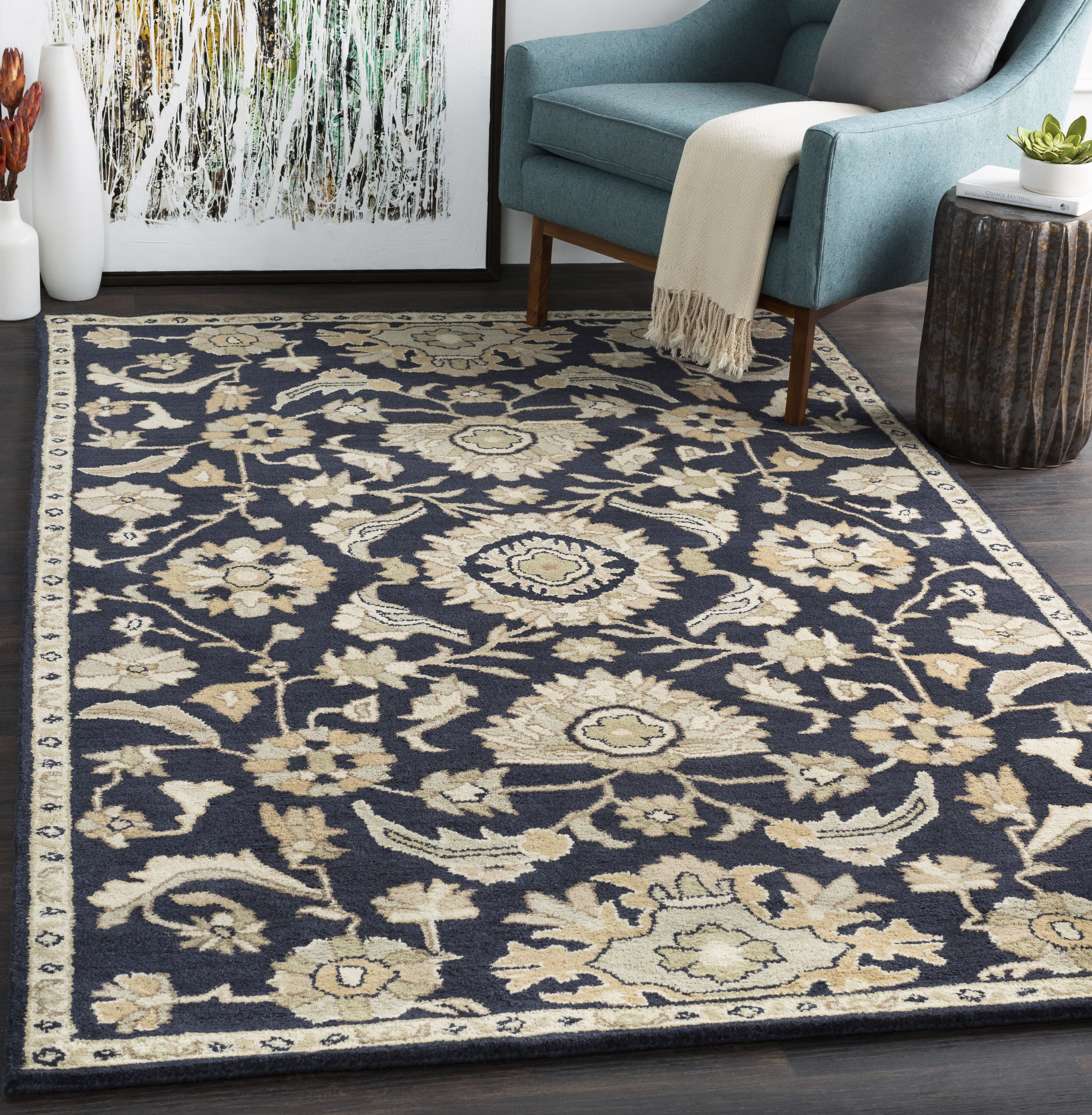 Caesar 36 X 24 inch Ink Blue Rug in 2 x 3, Rectangle