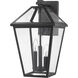 Talbot 3 Light 21.25 inch Black Outdoor Wall Light in Clear Beveled Glass