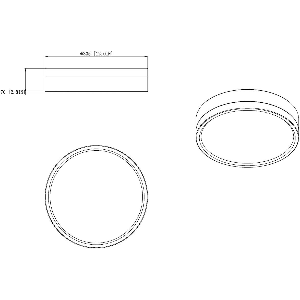 Algar LED 12 inch Matte Black and Modern Gold Flush Mount Ceiling Light