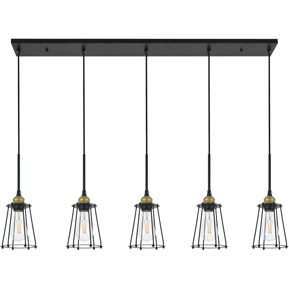 Auspice 5 Light 46 inch Brass and Black Pendant Ceiling Light