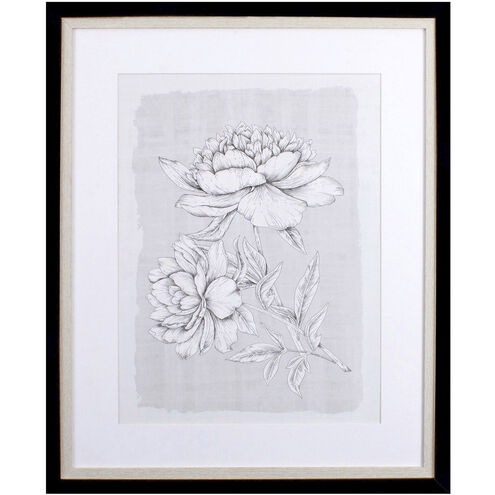Botanical Linen Black and White and Gray Framed Art