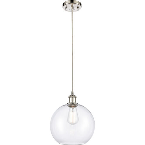 Ballston Large Athens LED 10 inch Polished Nickel Mini Pendant Ceiling Light in Clear Glass, Silver, Ballston
