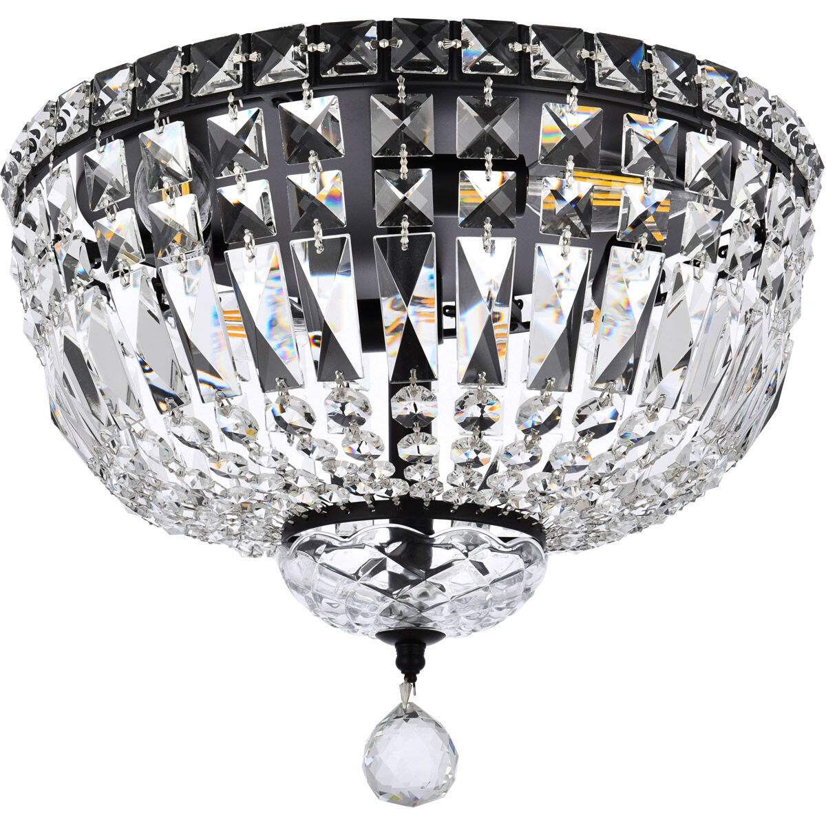 Tranquil 4 Light 14 inch Black and Clear Flush Mount Ceiling Light