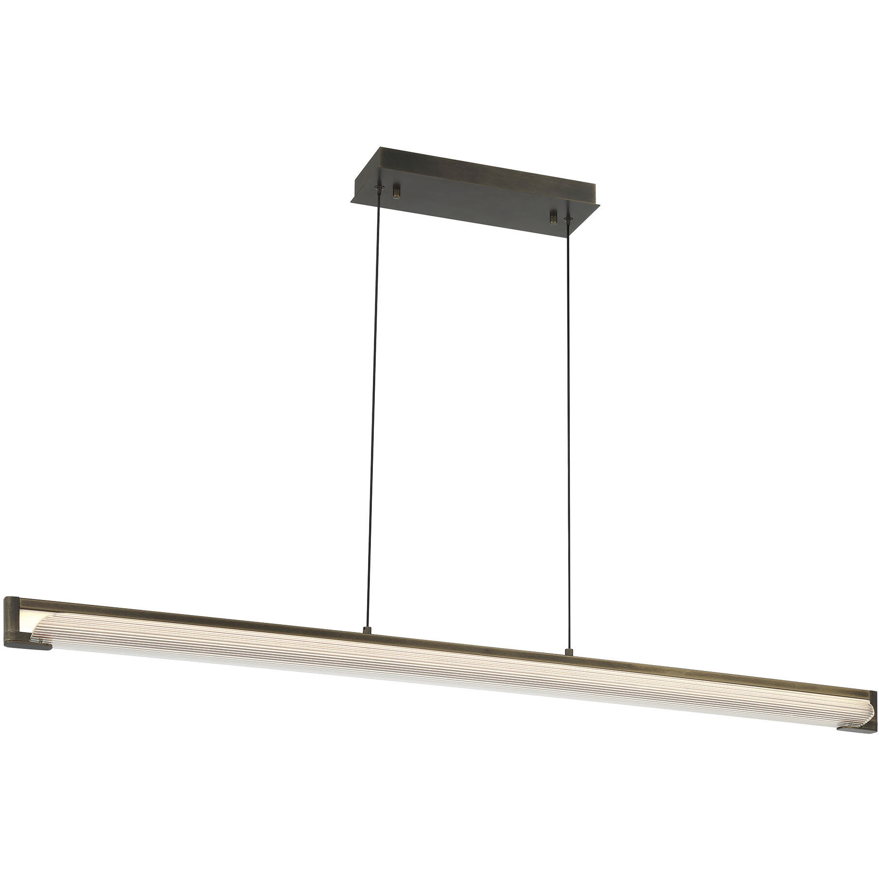 Neoness LED 50 inch Weathered Brass Linear Chandelier Ceiling Light in Clear