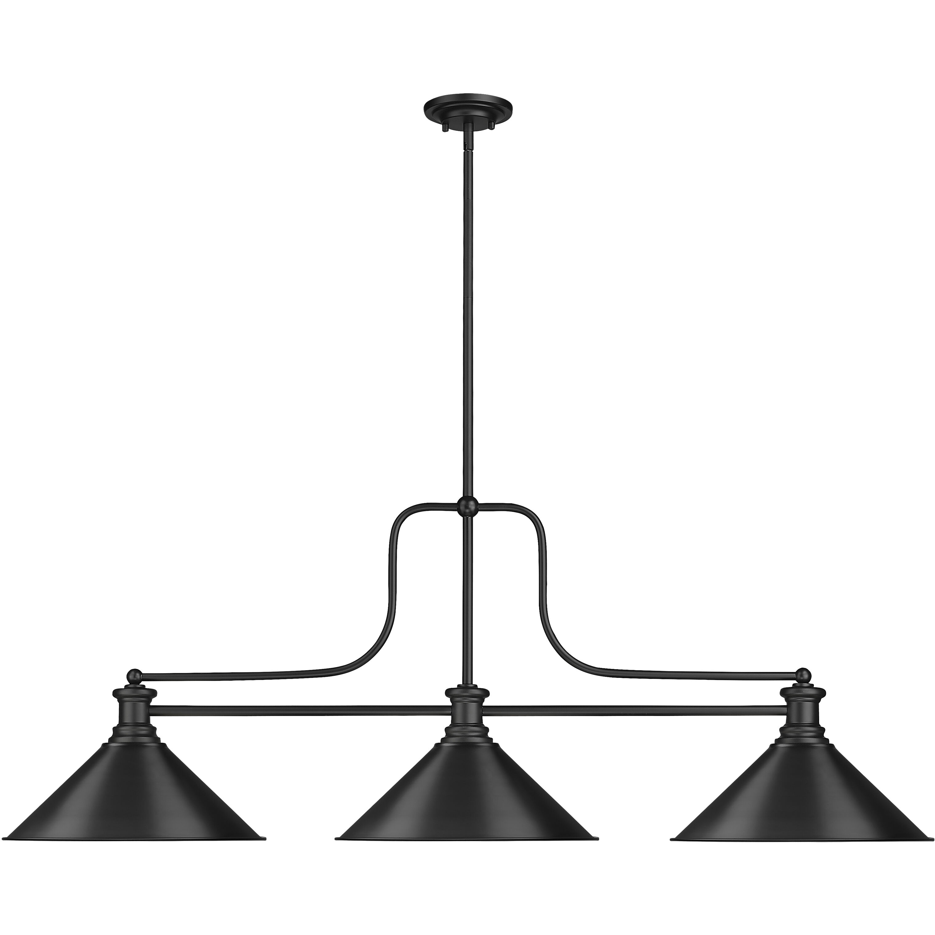 Melange 3 Light 52 inch Matte Black Billiard Ceiling Light