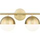 Realm Sphere 2 Light 16 inch Modern Gold Bath Vanity Wall Light
