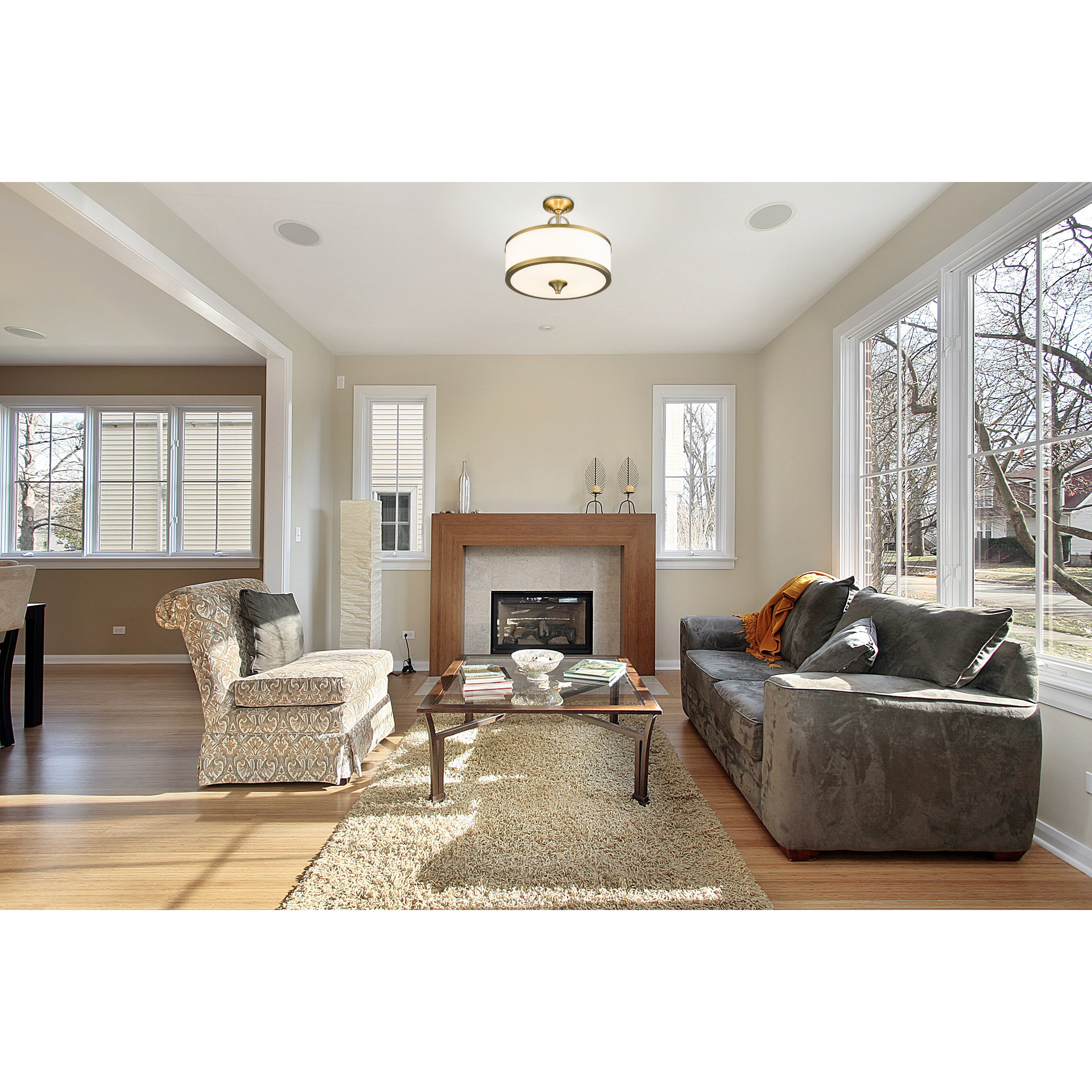 Cosmopolitan 3 Light 15.75 inch Heritage Brass Semi Flush Mount Ceiling Light