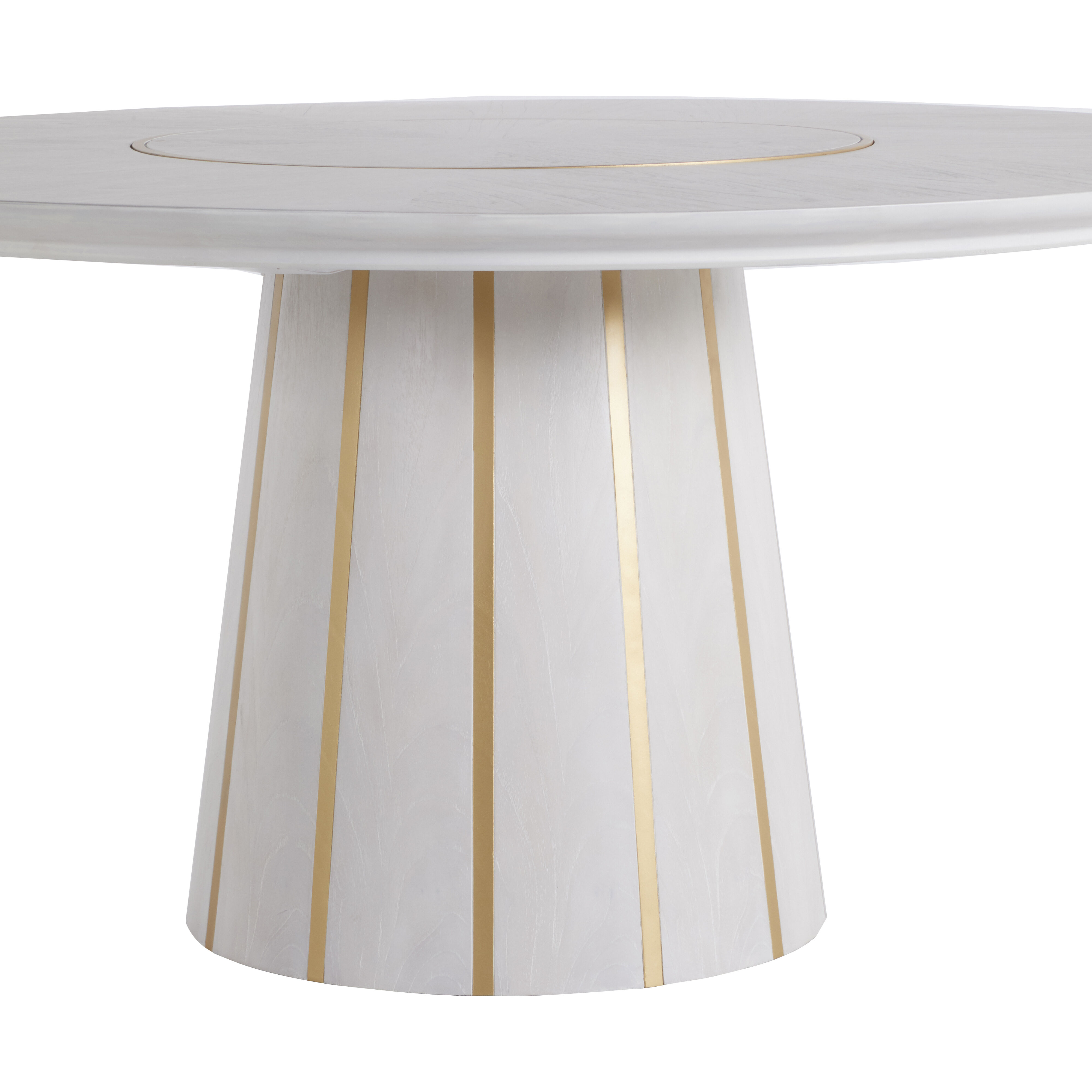 Morgan 60 X 60 inch Cerused White and Burnished Gold Dining Table