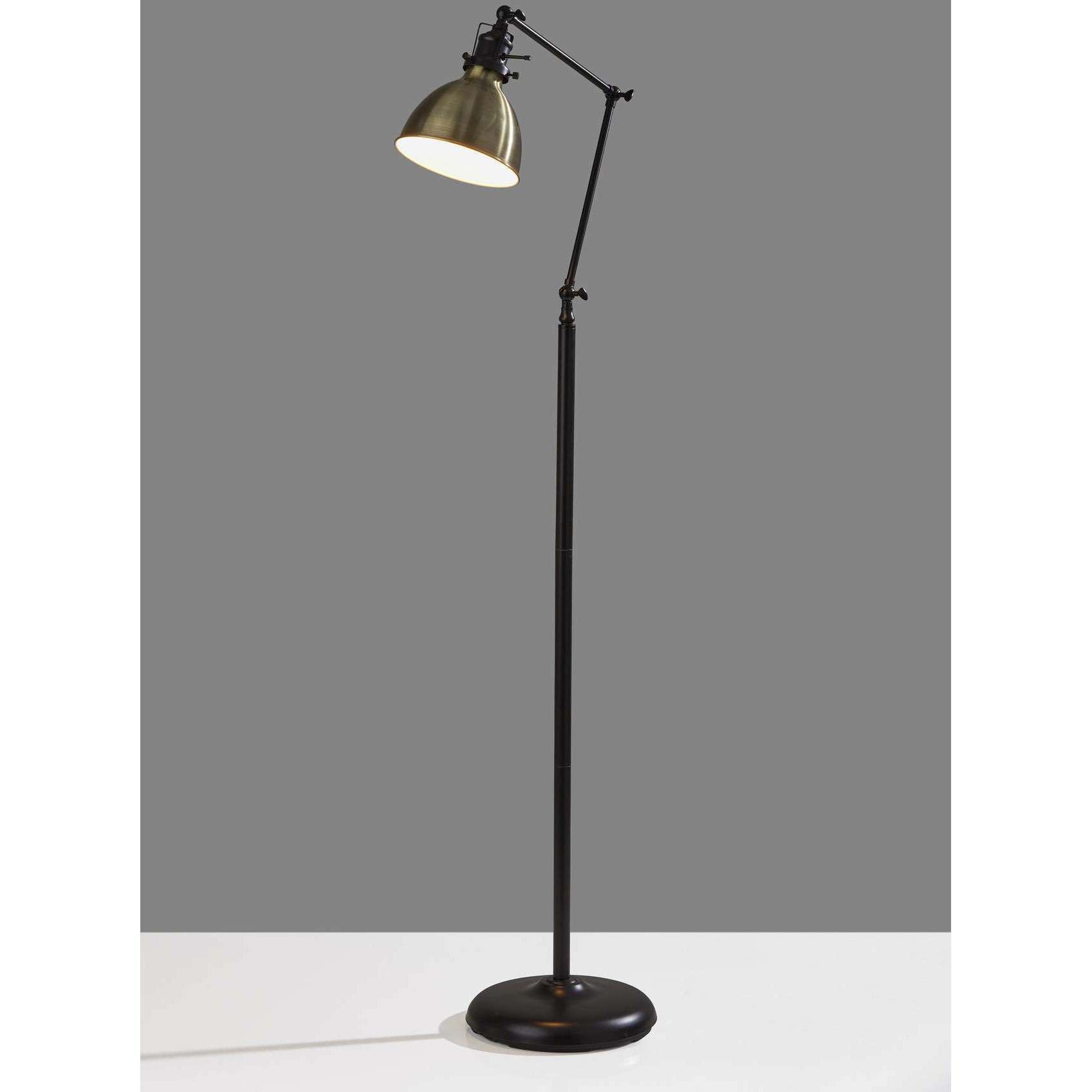 Alden 61 inch 60 watt Antique Bronze and Antique Brass Floor Lamp Portable Light, Simplee Adesso