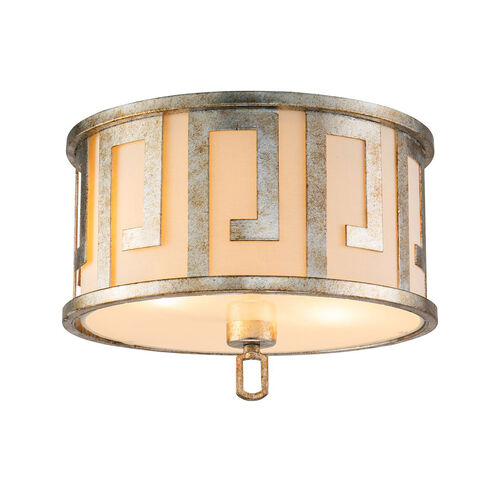 Lemuria 2 Light 15 inch Antique Silver Flush Mount Ceiling Light, Flambeau