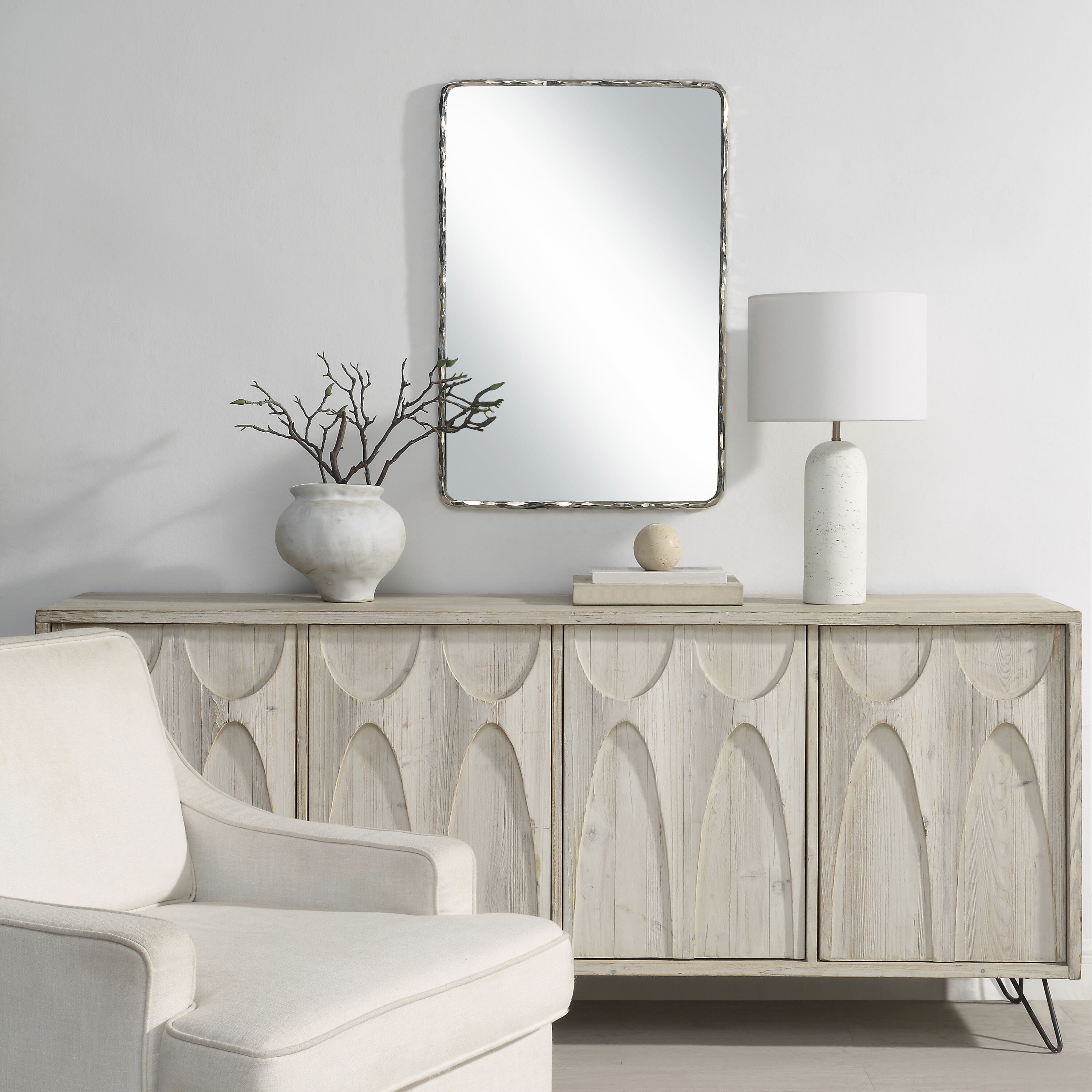 Pollonia 36 X 24 inch Polished Nickel Wall Mirror