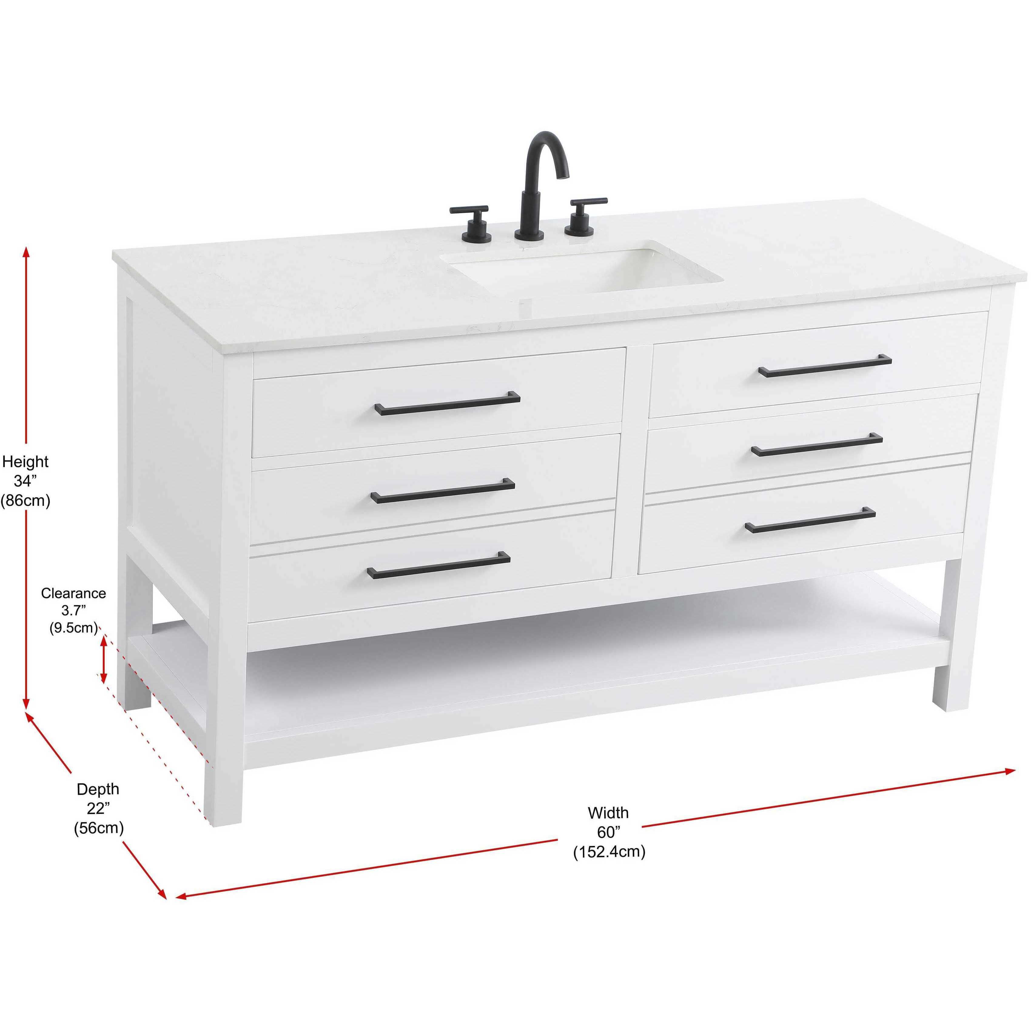Karson 60 X 34 inch White Bathroom Vanity Cabinet