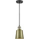 Franklin Restoration Addison LED 5 inch Black Antique Brass Mini Pendant Ceiling Light, Franklin Restoration