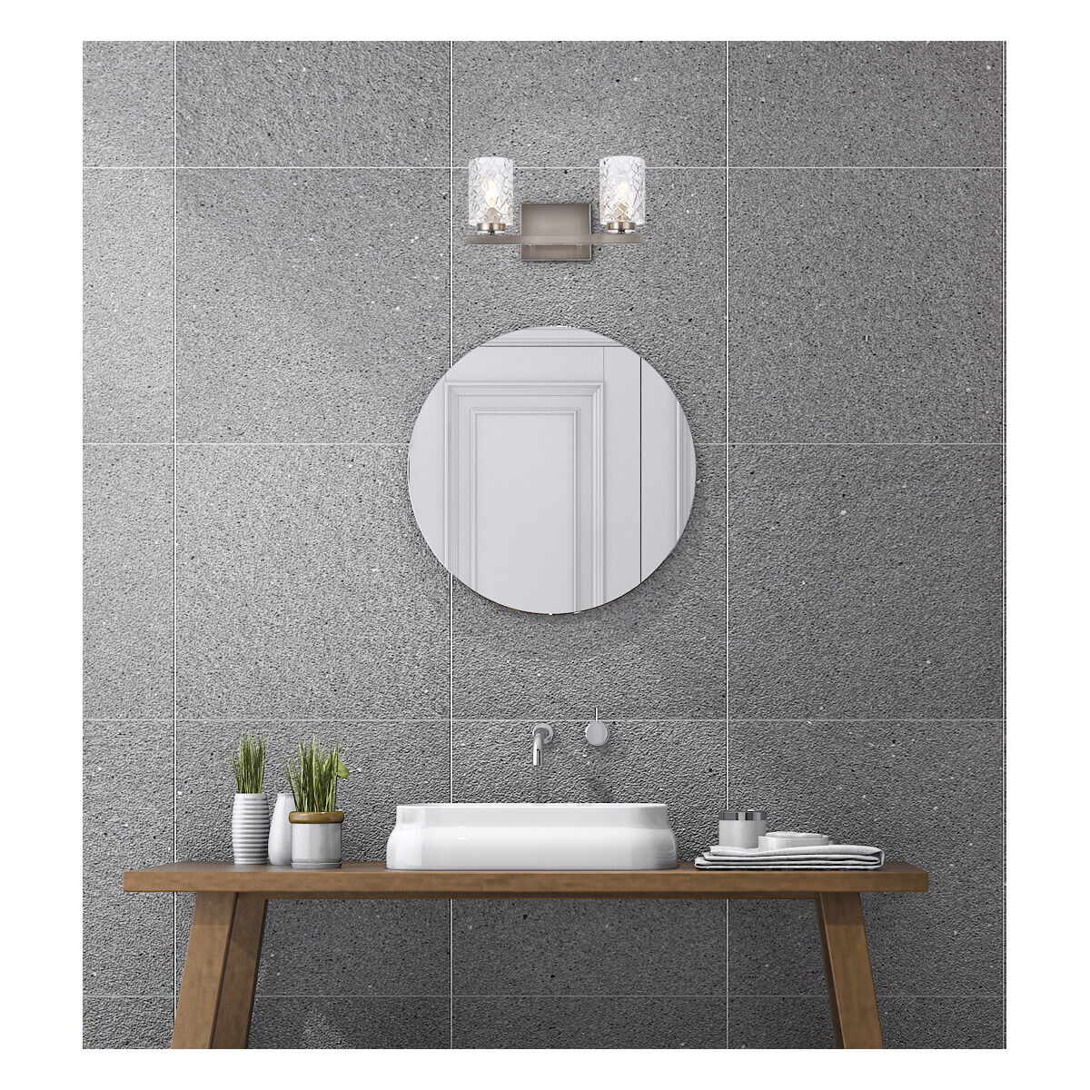 Cassie 2 Light 14 inch Stain Nickel Bath Sconce Wall Light