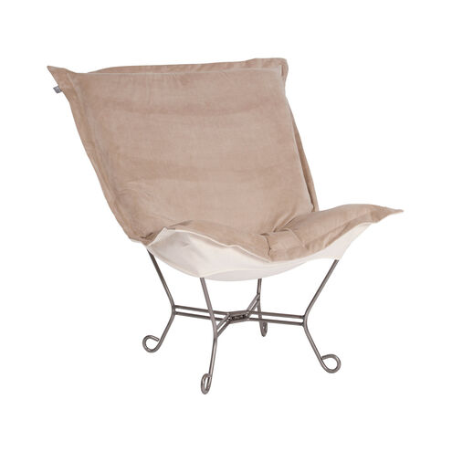 Puff Titanium Frame with Bella Sand Scroll Chair with Cover