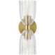 Transitional 2 Light 5 inch Natural Brass Wall Sconce Wall Light