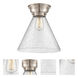 Aditi X-Large Cone LED 12 inch Brushed Satin Nickel Flush Mount Ceiling Light in Seedy Glass, Aditi