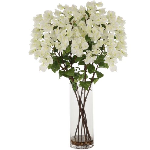 Antiparos Green and Cream with Clear Glass Bougainvillea Centerpiece