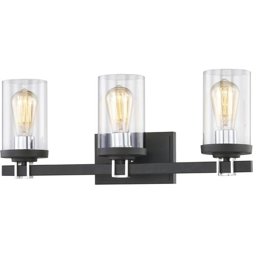 Holdfast 3 Light 22 inch Charcoal with Polished Chrome Vanity Light Wall Light
