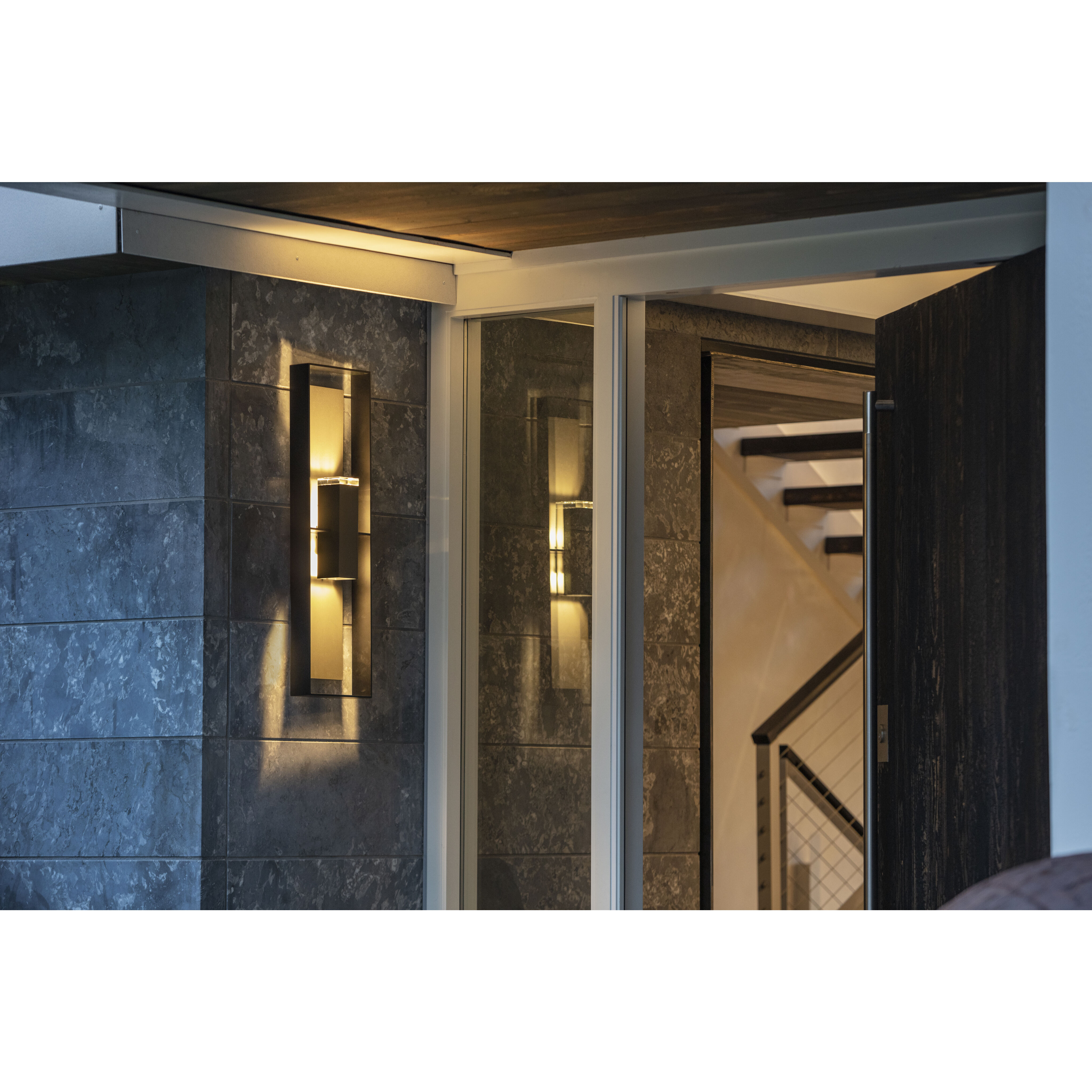 Shadow Box 2 Light 34 inch Coastal Black and Coastal Black Outdoor Sconce, Tall