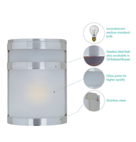 Arc 1 Light 9 inch Stainless Steel Outdoor Wall Mount