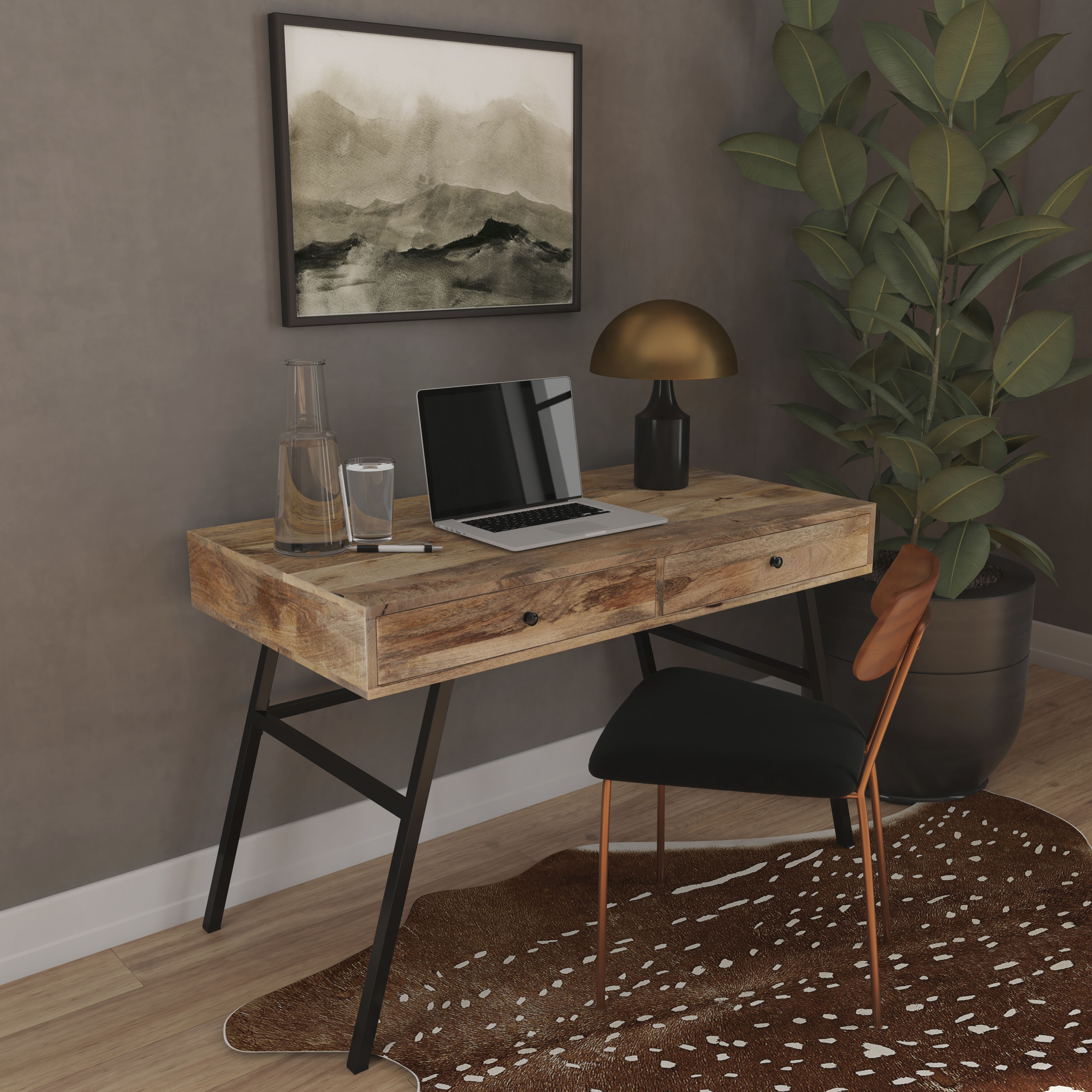 Reison Wooden Desk in Light Brown
