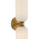 Alora Mood Nelly 2 Light 4 inch Brushed Gold Bath Vanity Light Wall Light in Glossy Opal Ribbed Glass Shade