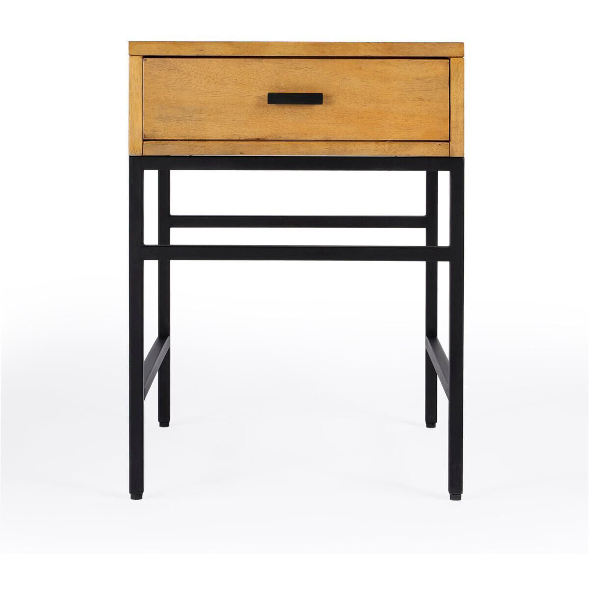 Hans 1 Drawer Wood and Iron End Table in Light Brown